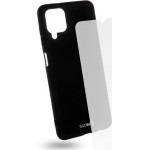 Egoboo Tempered Glass + Case Rubber TPU Black Samsung A12 - (SA12TPUBLKGL)