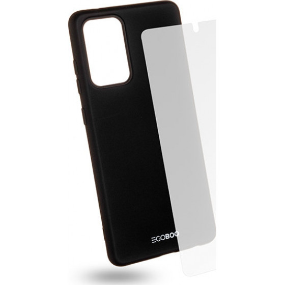 Egoboo Tempered Glass + Case Rubber TPU Black Samsung A72 - (SA72TPUBLKGL)
