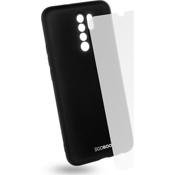 Egoboo Tempered Glass + Case Rubber TPU Black Xiaomi Redmi 9 - (X9TPUBLKGL)