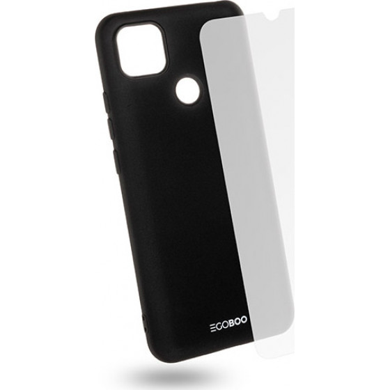Egoboo Tempered Glass + Case Rubber TPU Black Xiaomi Redmi 9C - (X9CTPUBLKGL)