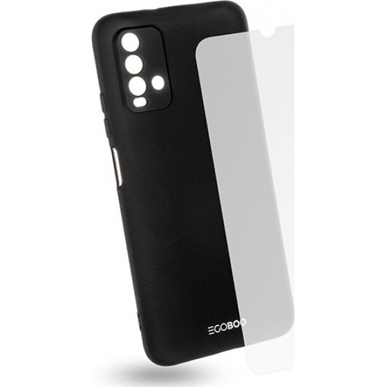 Egoboo Tempered Glass + Case Rubber TPU Black Xiaomi Redmi 9T - (X9TTPUBLKGL)