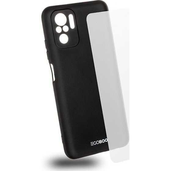 Egoboo Tempered Glass + Case Rubber TPU Black Xiaomi Redmi Note 10 - (XNOT10TPUBLKGL)