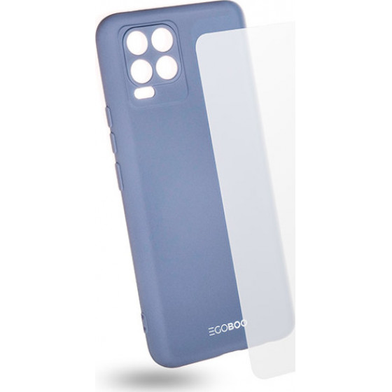 Egoboo Tempered Glass + Case Rubber TPU Light Grey Realme 8/8 Pro - (R8TPUGREYGL)