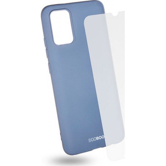 Egoboo Tempered Glass + Case Rubber TPU Light Grey Samsung A02s - (SA02STPUGREYGL)