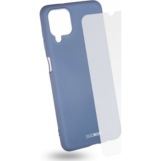 Egoboo Tempered Glass + Case Rubber TPU Light Grey Samsung A12 - (SA12TPUGREYGL)