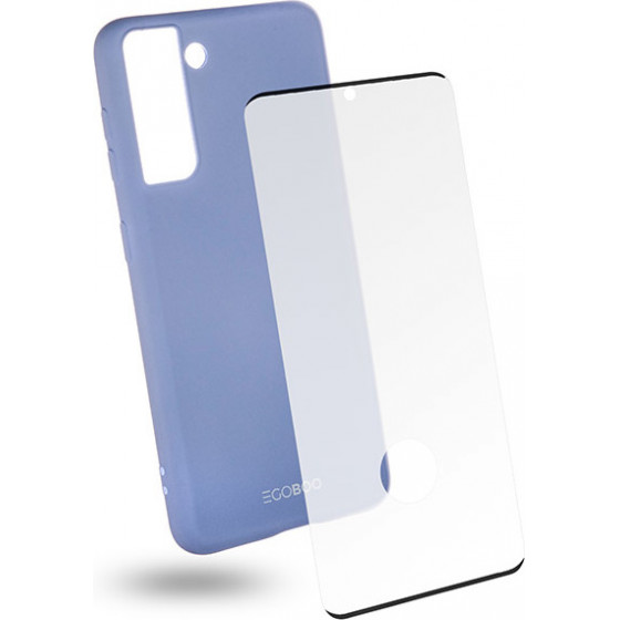 Egoboo Tempered Glass + Case Rubber TPU Light Violet Samsung S21 - (SS21TPUVIOGL)