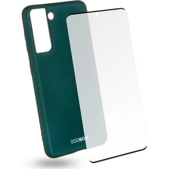 Egoboo Tempered Glass + Case Rubber TPU Ruby Green Samsung S21 - (SS21TPURUBYGL)