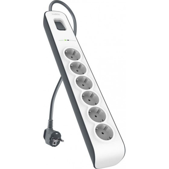 Belkin 6-outlet Surge Protection Strip with 2M Power Cord - (BSV603vf2M)