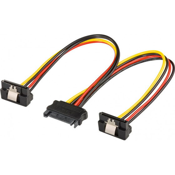 Powertech ������� SATA 15pin male �� 2x 15pin female 90� - (CAB-W040)