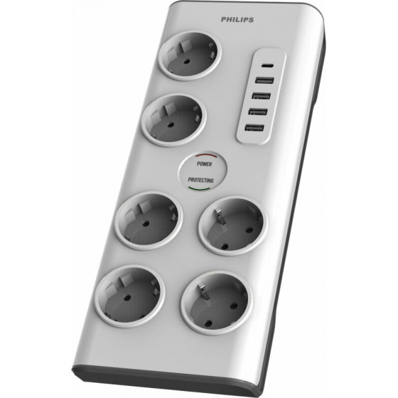 Philips ��������� ��������� 6 ������ �� 1 USB Type-C 15 W ��� 4 USB Type-A 20 W - (SPN7060WA/GRS)