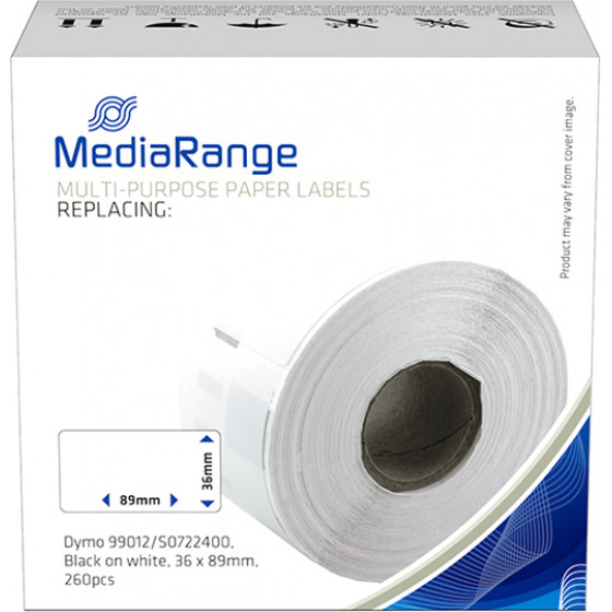 MediaRange �������� ������� ������ (Dymo 99012/S0722400) 36x89mm 260 pcs (����� �������� �� ����� �����) - (MRDY99012)