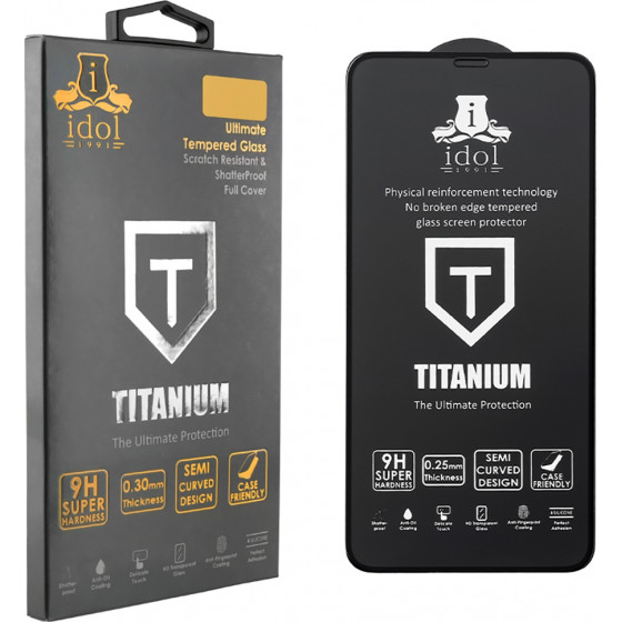 IDOL 1991 TEMPERED GLASS IPHONE 13 PRO MAX 6.7 9H 0.25mm TITANIUM SEMI CURVED FULL GLUE BLACK - (5205308294761)