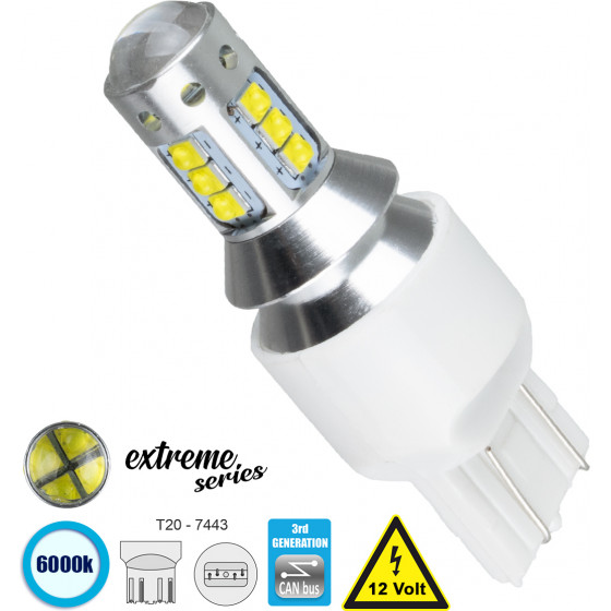GloboStar ����� ����������� T20 - 7443 - W21/5W 3rd Generation Can-Bus Extreme Series LED 16 CREE XBD 15W 2115lm 360� DC 12V IP20 ����� ����� 6000K - (81166)
