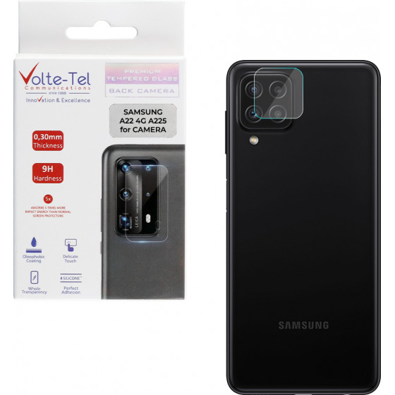 VOLTE-TEL TEMPERED GLASS SAMSUNG A22 4G A225 6.4 9H 0.30mm FOR CAMERA - (5205308295041)