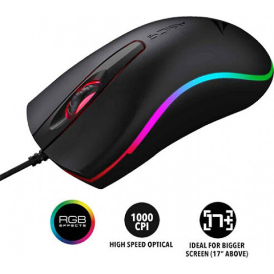 ALCATROZ RGB USB WIRED MOUSE ASIC 9 BLACK - (ASIC9BL)