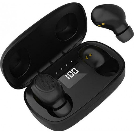 Lamtech Tws Earbuds V5.0 With Led Screen Black - (LAM023138)