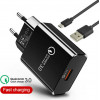 LAMTECH QUICK CHARGER USB3.0 18W WITH MICRO USB CABLE 1M BLACK - (LAM021967)