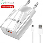 LAMTECH QUICK CHARGER USB3.0 18W WITH TYPE-C CABLE 1M WHITE - (LAM021998)