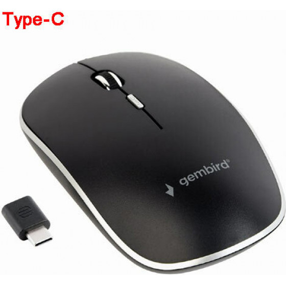 GEMBIRD SILENT WIRELESS OPTICAL MOUSE BLACK TYPE-C RECEIVER - (MUSW-4BSC-01)