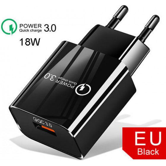 LAMTECH QUICK CHARGER USB3.0 18W BLACK - (LAM021943)