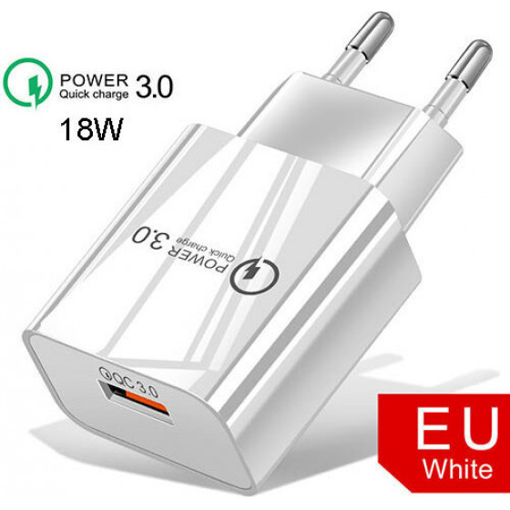 LAMTECH QUICK CHARGER USB3.0 18W WHITE - (LAM021950)