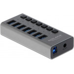 DeLock hub 7x USB �� ��������� USB 3.0 5Gbps LED ���� - (63669)