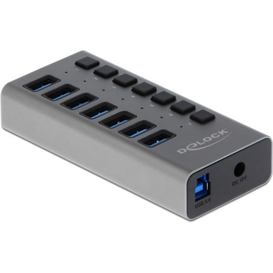 DeLock hub 7x USB �� ��������� USB 3.0 5Gbps LED ���� - (63669)