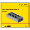 DeLock hub 7x USB �� ��������� USB 3.0 5Gbps LED ���� - (63669)
