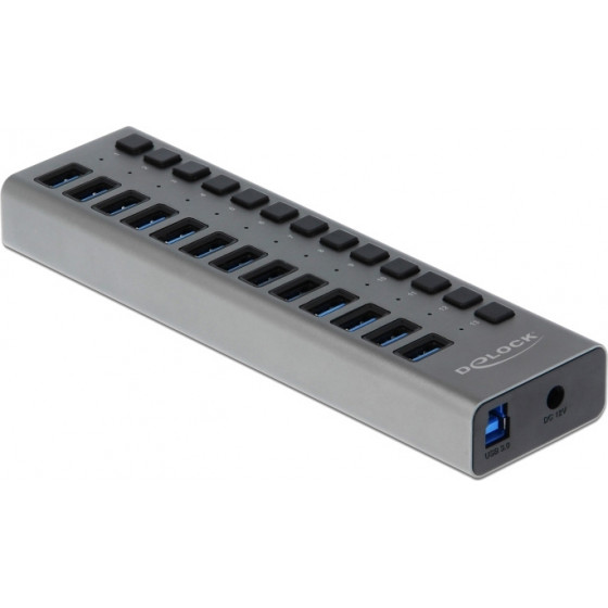 DeLock hub 13x USB �� ��������� USB 3.0 5Gbps LED ���� - (63738)