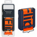 Samsung ���� Galaxy Z Flip 3 5G F711 Silicone Cover With Strap Navy Packing - (EF-GF711TNEGWW)