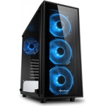 Sharkoon Pc Chassis Midi Tower Atx, Black, W/o Psu, 3x12cm Front Blue Led Fan, 1x12cm Rear Blue Led Fan, 2YW. - (TG4 BLUE)