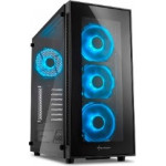 Sharkoon Pc Chassis Midi Tower Atx, Black, W/o Psu, 3x12cm Front Blue Led Fan, 1x12cm Rear Blue Led Fan, 2YW. - (TG5 Blue)