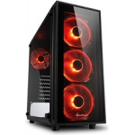 Sharkoon Pc Chassis Midi Tower Atx, Black, W/o Psu, 3x12cm Front Red Led Fan, 1x12cm Rear Red Led Fan, 2YW. - (TG4 RED)