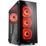 Sharkoon Pc Chassis Midi Tower Atx, Black, W/o Psu, 3x12cm Front Red Led Fan, 1x12cm Rear Red Led Fan, 2YW. - (TG5 Red)