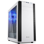 Sharkoon Pc Chassis White, Midi Tower Atx, W/o Psu, 2x12cm Front Fan, 1x12cm Rear Blue Led Fan, 2YW. - (M25-W)