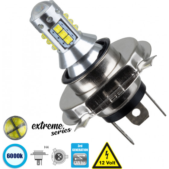GloboStar ����� ����������� H4 3rd Generation Can-Bus Extreme Series LED 16 CREE XBD 15W 2115lm 360� DC 12V IP20 ����� ����� 6000K - (81435)