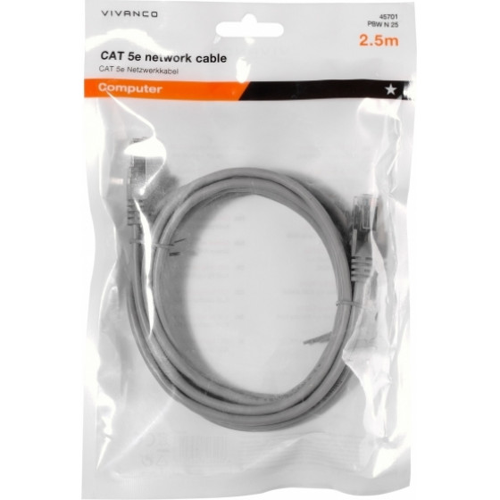Vivanco Network Ethernet Cat5e F/utp Cable 2.5m Grey - (45701)