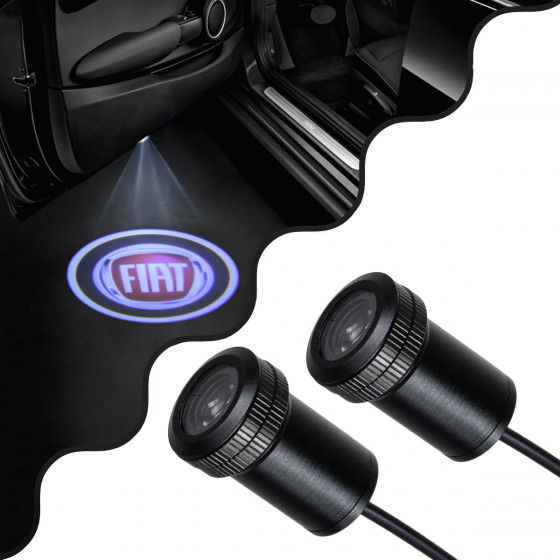 GloboStar FIAT Ghost Car Brand Logo Projector - ������������ �������� ������ ����������� LED CREE XHP35 3W 240lm 120� DC 12V IP20 ����� ����� 6000K - (81606)