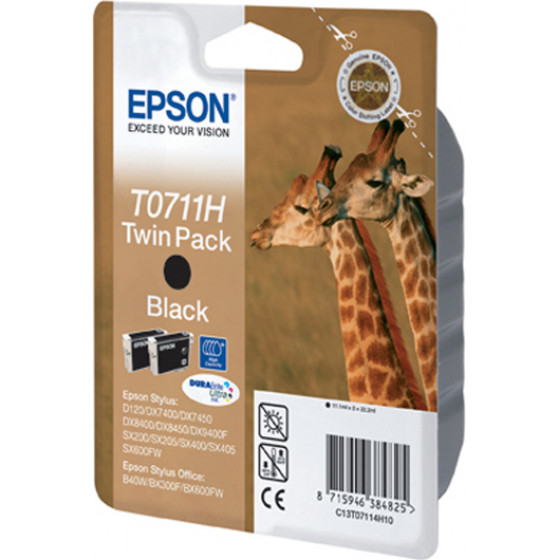 Epson ������ Inkjet T0711H Twin Pack Black - (C13T07114H10)