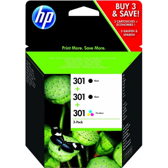 HP ������ Inkjet No.301 3-Pack Black(2)/Tri-colour (1) - (E5Y87EE)