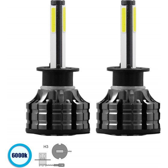 GloboStar H3 K9 Line KIT ������� �������� ����������� & �������� 3rd Generation Can-Bus Series LED CREE CXB COB 100W 14000lm DC 9-32V ��������� IP66 ����� ����� 6000K - (82041)