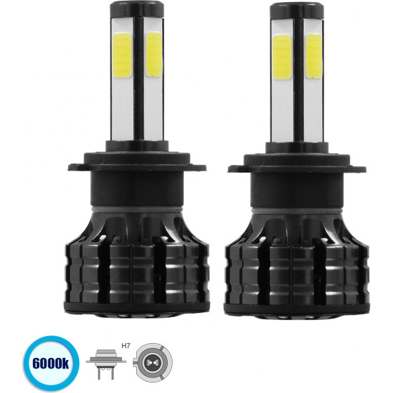 GloboStar H7 K9 Line KIT ������� �������� ����������� & �������� 3rd Generation Can-Bus Series LED CREE CXB COB 100W 14000lm DC 9-32V ��������� IP66 ����� ����� 6000K - (82043)