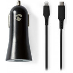 Nedis Car Charger 1.67 A / 2.22 A / 3.0A USB-C Lightning 8-Pin - (CCPDL20W111BK)