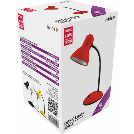 Avide Basic Desk Lamp Simple Red - (ABLDLS-R)