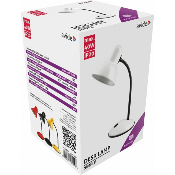 Avide Basic Desk Lamp Simple White - (ABLDLS-W)