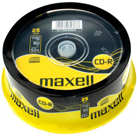 Maxell CD-R 700MB/80min 52x speed Cake 25 - (628522-40-TE)