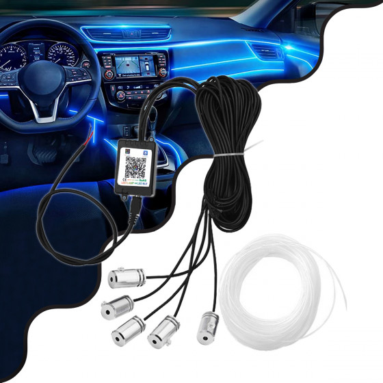 GloboStar Car Optic Fiber LED Kit Smart Bluetooth - �������� ��� ������� ���� ����������� DC 12V 10W �� Smart Bluetooth Controller & �������� APP ��������� IP65 ��������� RGB - (81843)