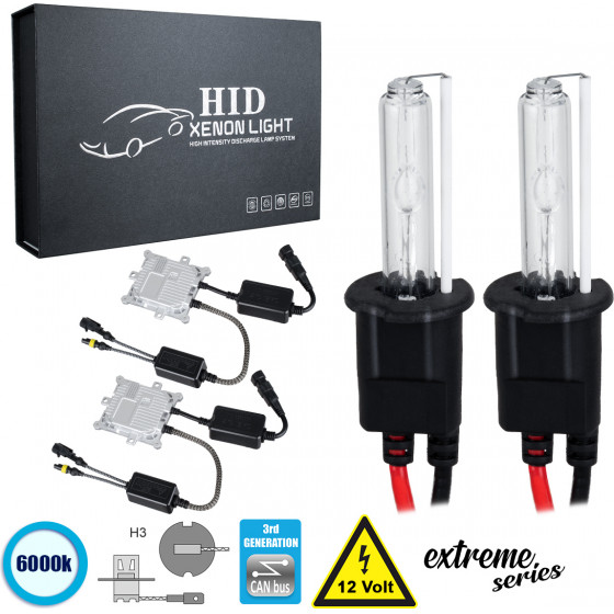 GloboStar H3 XCB Line KIT ������� �������� ����������� & ������������ 3rd Generation Can-Bus Extreme Series XENON 110W 10350lm DC 9-16V ��������� IP65 ����� ����� 6000K - (84145)