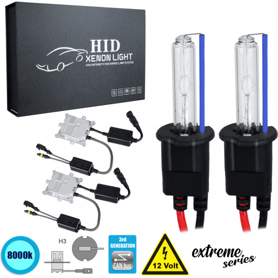 GloboStar H3 XCB Line KIT ������� �������� ����������� & ������������ 3rd Generation Can-Bus Extreme Series XENON 110W 10350lm DC 9-16V ��������� IP65 ����� ����� 8000K - (84156)