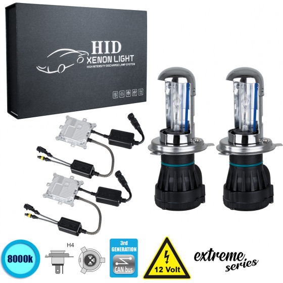 GloboStar H4 XCB Line KIT ������� �������� ����������� & ������������ 3rd Generation Can-Bus Extreme Series Bi-XENON 110W 10350lm DC 9-16V ��������� IP65 ����� ����� 8000K - (84157)